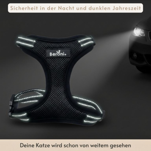 Beroni� Comfort Plus Harness reflektierend + ausbruchsicher mit Leine SETPREIS