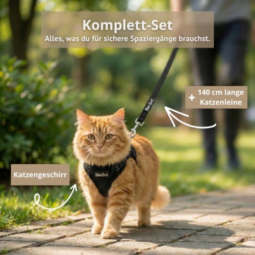 Beroni� Comfort Plus Harness reflektierend + ausbruchsicher mit Leine SETPREIS