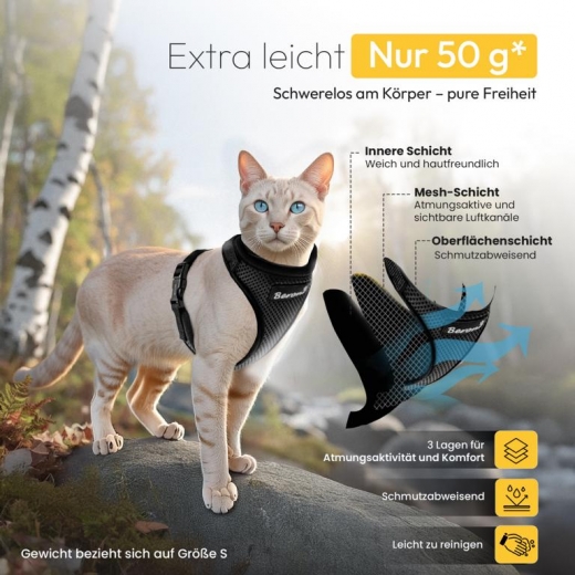 Easy Walking Katzengeschirr 2.0 ausbruchsicher nicht ber Kopf grau