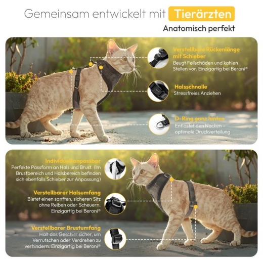 Easy Walking Katzengeschirr 2.0 ausbruchsicher nicht ber Kopf grau