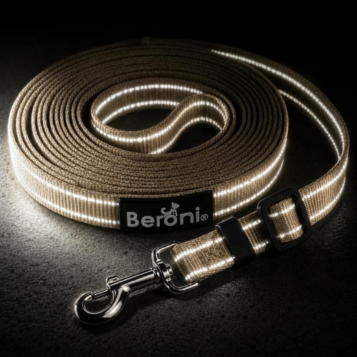 Katzenleine beige reflektierend verstellbar 2,50 - 5 Meter