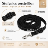Katzenleine schwarz reflektierend verstellbar 2,50 - 5 Meter