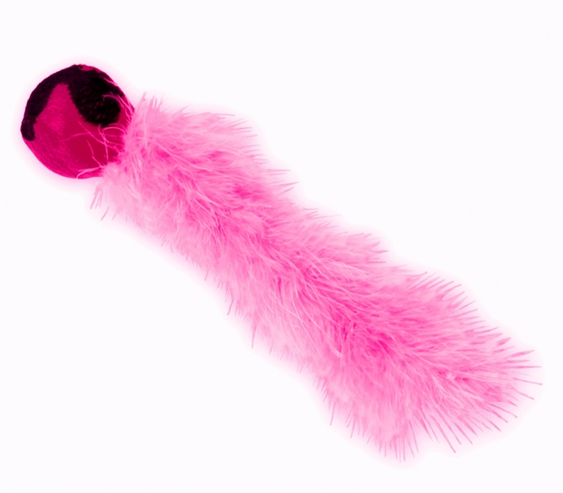 Pinkfarbener Ball mit langer Feder 24 cm