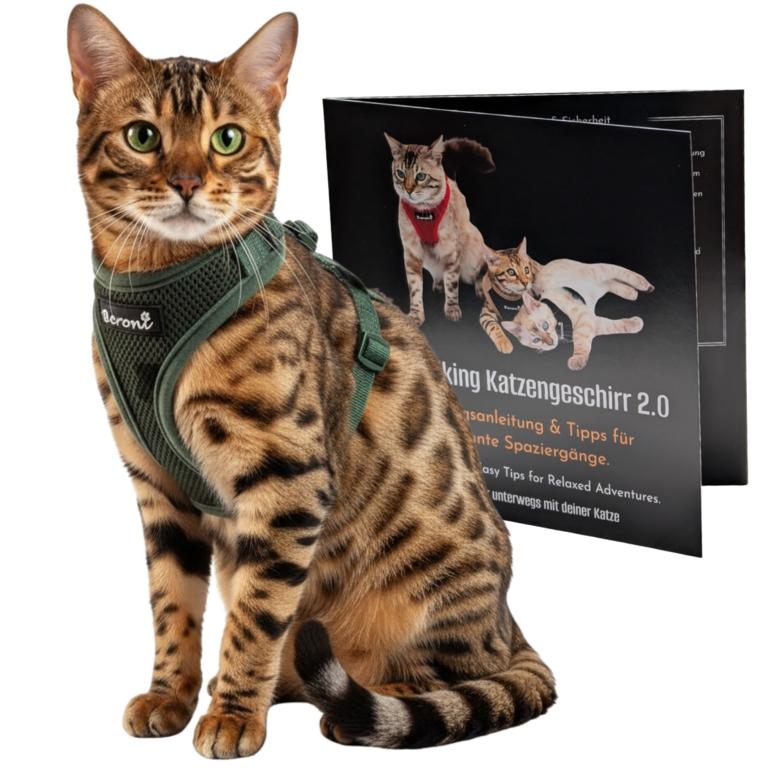 Easy Walking Katzengeschirr 2.0 ausbruchsicher nicht �ber Kopf gr�n-camouflage