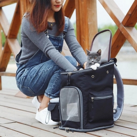 Hochwertiger Katzenrucksack Backpack fr Transport schwarz